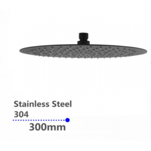 Round Matte Black Super-slim Shower Head 300